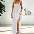 thumbnail image 3 of Daiosportswear Robe Longue de Détente pour Femmes à Bretelles Spaghetti, Dos Nu, Coupe Ample, Robe-Robe à Manches Courtes pour Femmes, Blanc TG(TG), 3 of 7