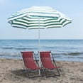 thumbnail image 2 of Outsunny 6FT Round Beach Umbrella with Tilt Mechanism, Striped Green, 2 of 7