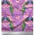 thumbnail image 1 of Soimoi Tissu Satin Modal Imprimé Floral & Paon 1 Yard 42 Pouces de Large, 1 of 3