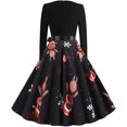 thumbnail image 4 of Robe Patchwork pour Femmes Robes Rockabilly Vintage Robe de Fête de Noël avec Nœud, 4 of 7