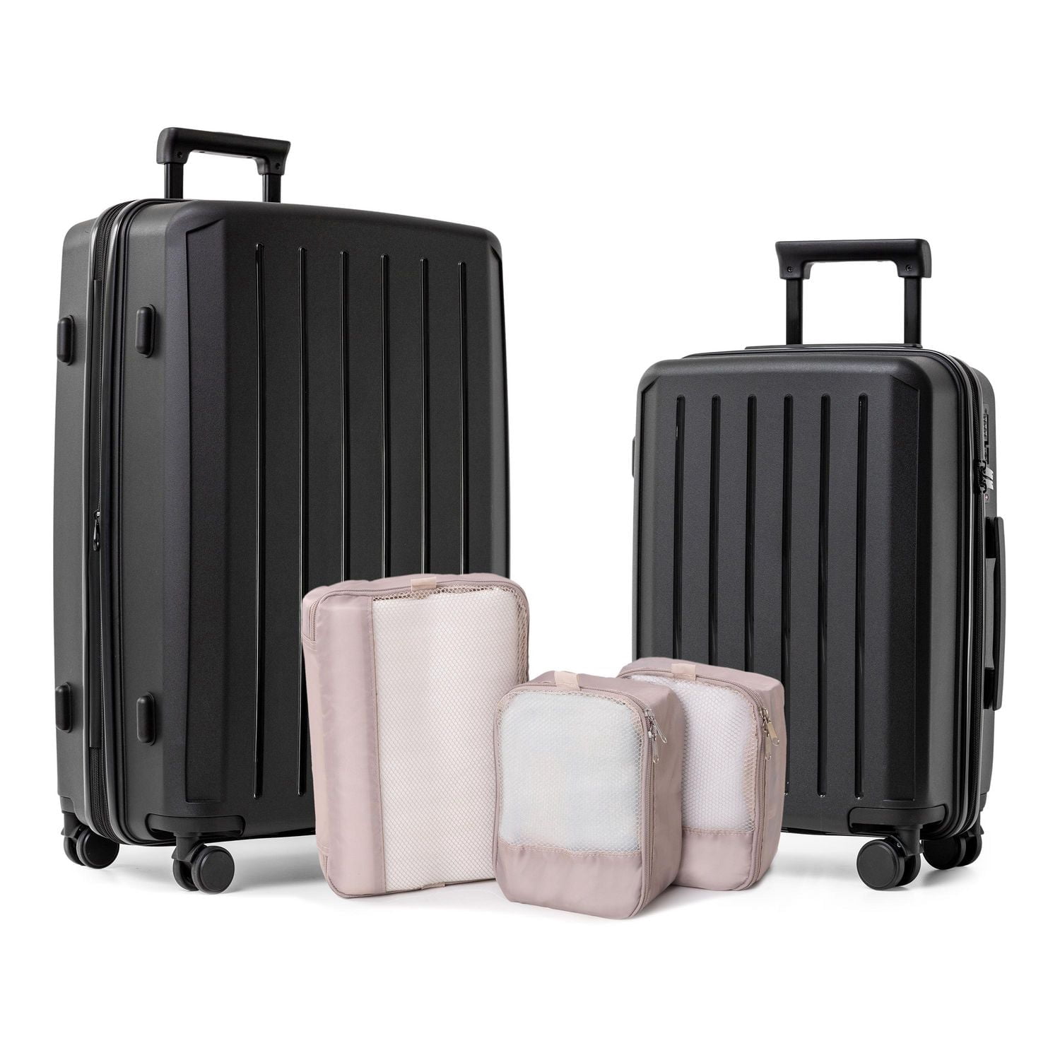 Ensemble de Bagages Rigides 5 Pièces : Valise Spinner 28", Bagage à main 20" et 3 Cubes de Rangement