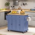 thumbnail image 2 of HOMCOM Modern Rolling Kitchen Island Cart with Drawers, Navy Blue, 2 of 10