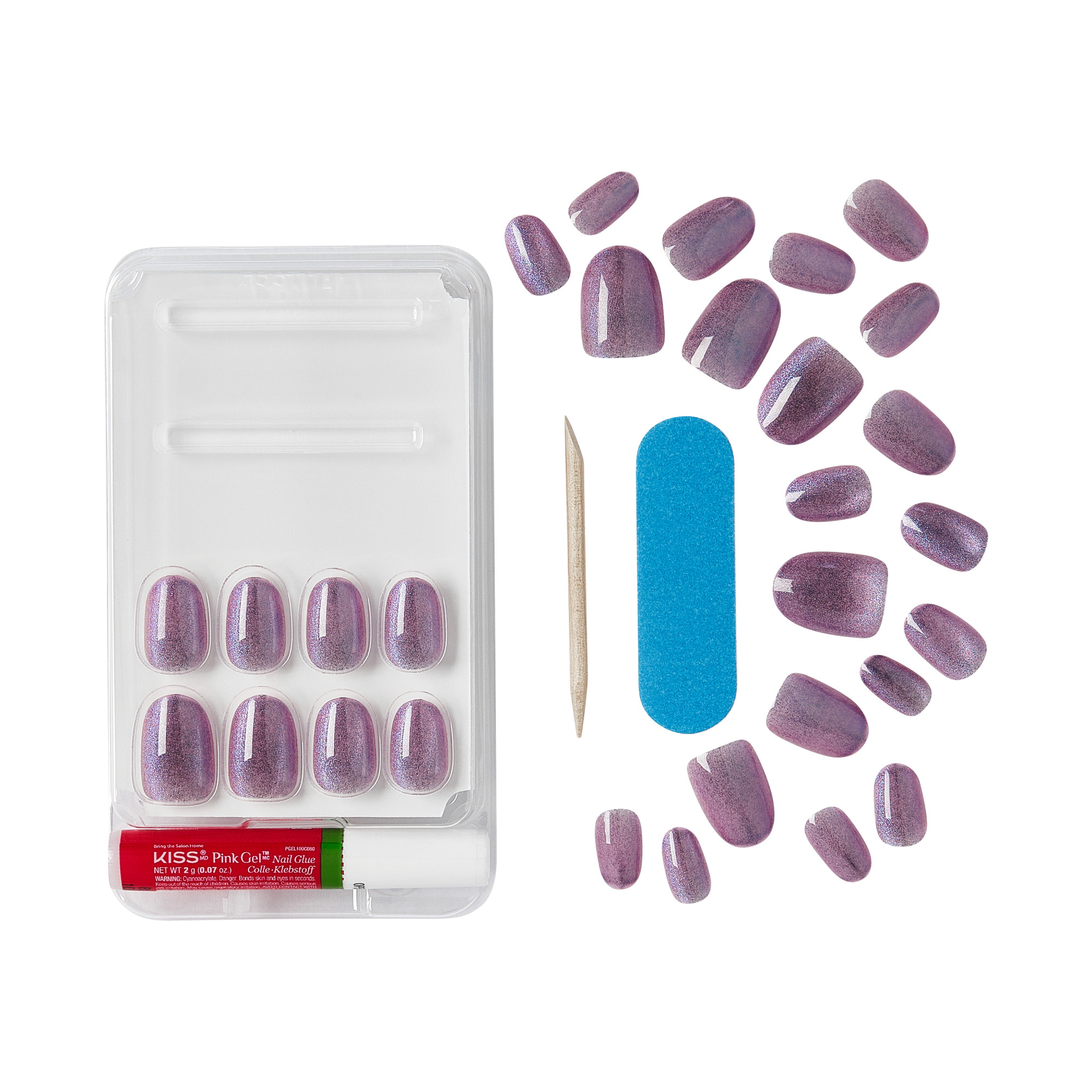 KISS Gel Fantasy Magnetic - Velvet Spark, Purple, Oval, Short