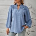 thumbnail image 4 of Timegard Womens Tops Long Sleeve Ruched V-Neck Flowy Lightweight Business Blouse Dressy Casual Loose Tops, 4 of 5