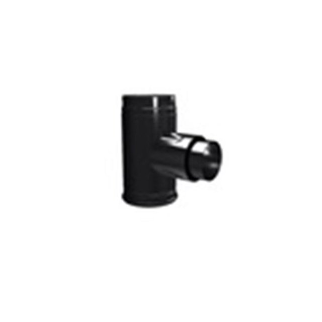 3 in. Dia. Pellet Vent Pro Black Adapter Tee with Clean-Out Tee Cap