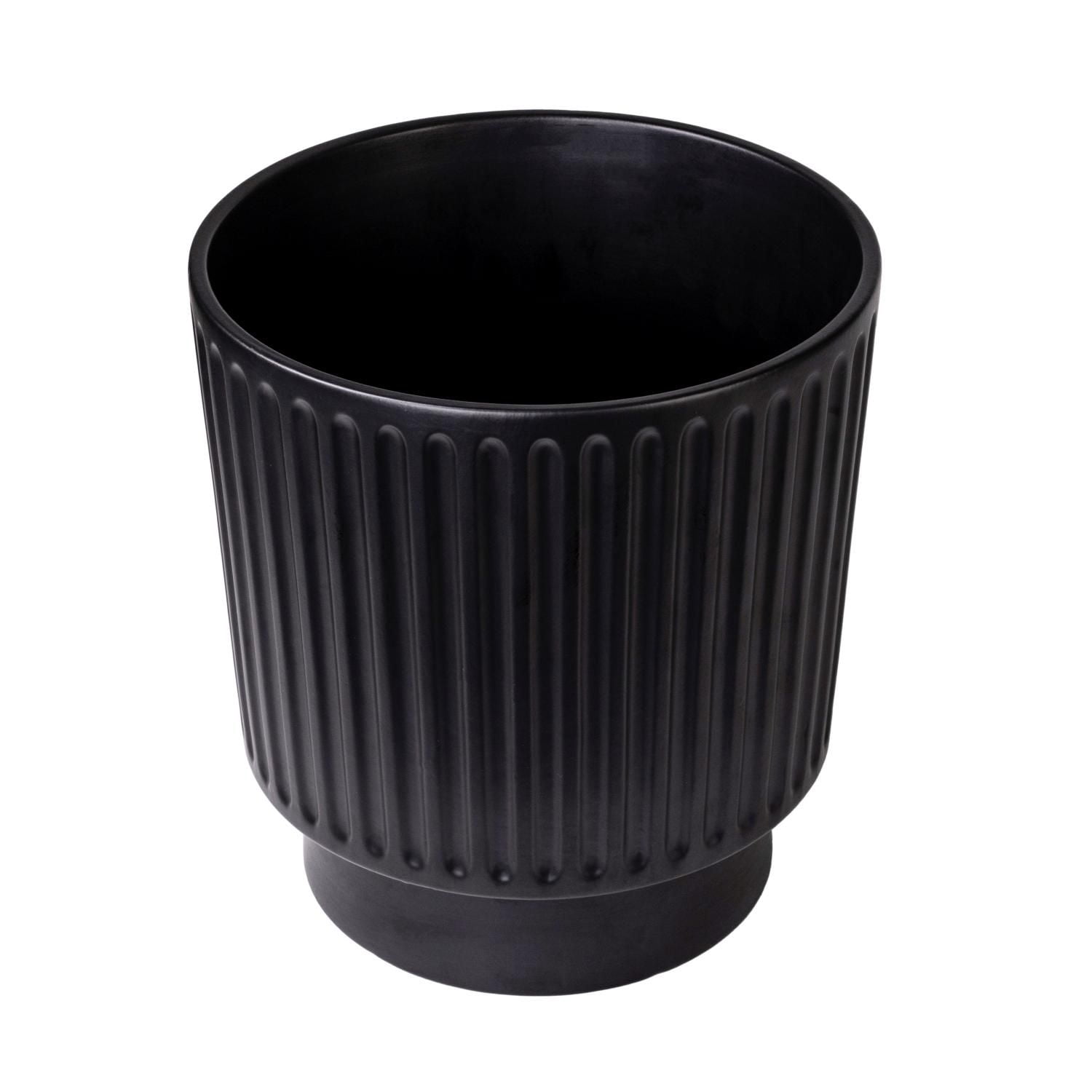 Hometrends Céramique Pot à rayures de 25,4 cm-Noir