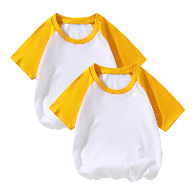 vdgthytj 2 Pack Kids Summer Raglan T-Shirts Girls Boys Color Block Crewneck Short Sleeve Casual Basic Tops Tees