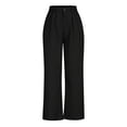 thumbnail image 4 of Timegard Womens Formal Pants Elastic High Waist Straight Leg Solid Color Office Work Lounge Pants Pockets, 4 of 7