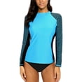 thumbnail image 3 of Charmo Women's Striped Rash Guard UPF 50+ Long Sleeve Swimsuit Top Swim Shirts, 3 of 6