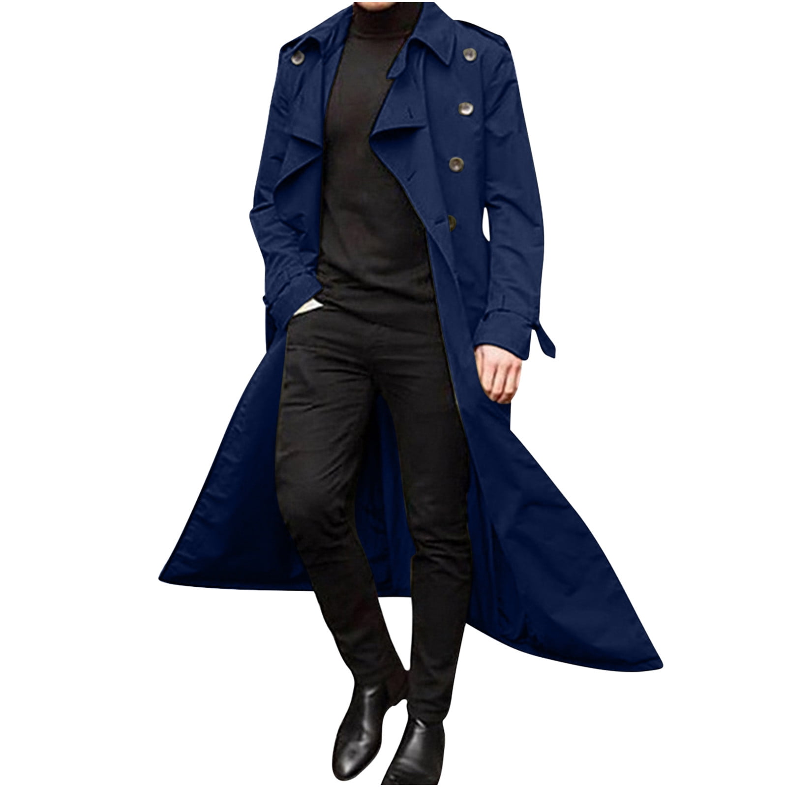 long coat herren trenchcoat blau