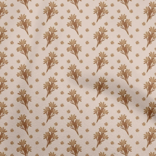 oneOone Rayon Beige Fabric Floral Sewing Material Print Fabric By The Yard 56 Inch Wide