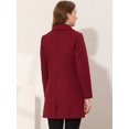 thumbnail image 4 of INSPIRE CHIC Manteau Trench d'Hiver pour Femme à Col Rabattu, Simple Boutonnage, Rouge Foncé, S, 4 of 6