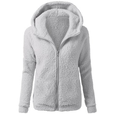 Hauts pour Femmes Automne et Hiver Mode Décontractée Couleur Unie Cardigan en Laine à Fermeture Éclair Veste Chaude à Manches Longues