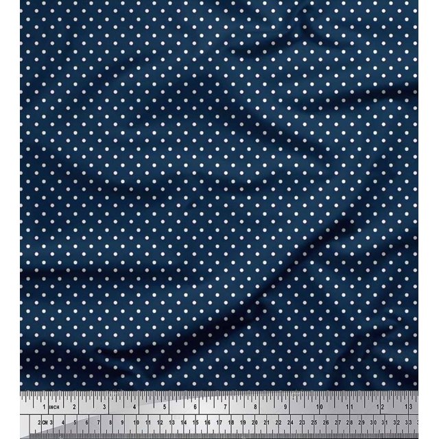 Soimoi Polyester Crepe Fabric Dots Dots Printed Fabric 1 Yard 52 Inch Wide