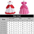 thumbnail image 4 of HAWEE Costume de Pêche Filles Champignon Princess Peach Robe pour Anniversaire Halloween Cadeaux de Fête Tenue avec Accessoires, 4 of 6