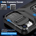 thumbnail image 4 of For iPhone 12 Mini Slim Fit Shockproof Hybrid with Slide Camera Cover & Rotated Ring Kickstand, [Military-Grade] Phone Case For iPhone 12 Mini 5.4",Black,For iPhone 12 Mini, 4 of 8