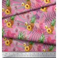 thumbnail image 3 of Soimoi Pink polyester Crepe Fabric Lily & Pine Fruits Decor Fabric Printed Yard 52 Inch Wide, 3 of 3