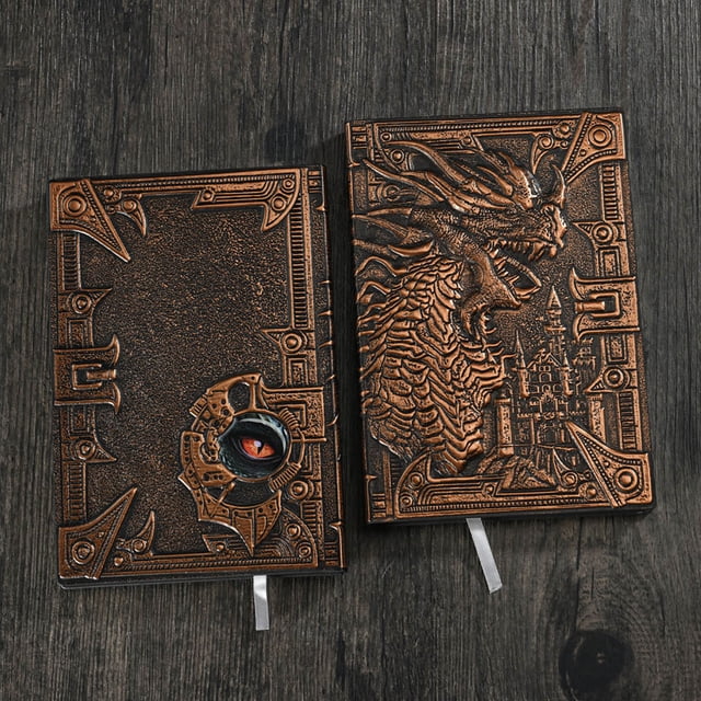 EGNMCR Diary NoteBook Notebooks for Work Retro Embossed Evil Dragon Notebook Dinosaur European Notepad Stereoscopic 100 Pages embossed notebook