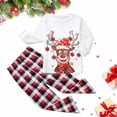thumbnail image 3 of Christmas Kids Plaid Deer Print Long Sleeve Tops+Pants Family Pjs Matching Set, 3 of 9