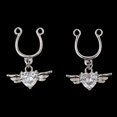 thumbnail image 2 of KLKCMS 1 Pair Angel Wing Heart Dangle U Shape Nipple Non Piercing Body Jewelry White, 2 of 9