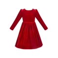thumbnail image 2 of Robe Fille Rouge Noël Col Perle Velours Manches Longues Concours Fête 6 Ans, 2 of 6