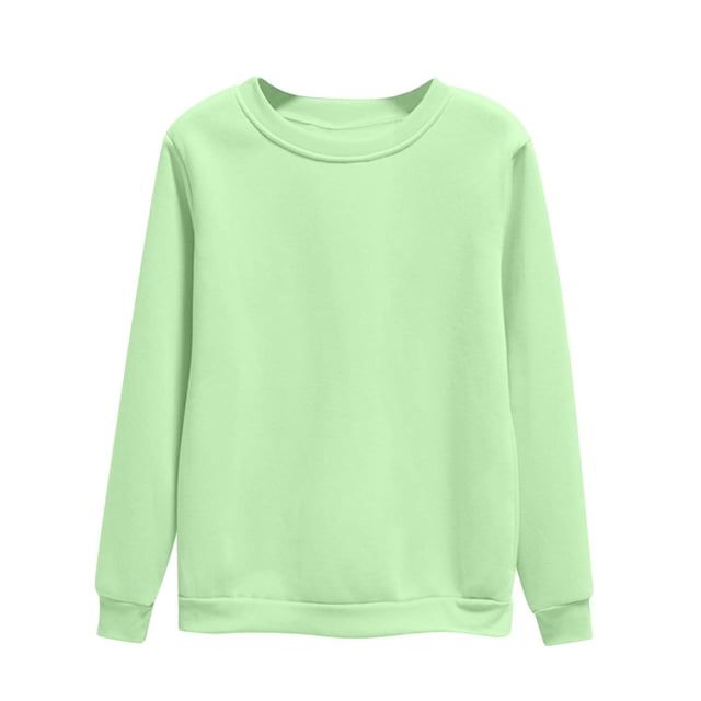 hotojiny Plus Size Sweatshirt for Women Casual Solid Color Long Sleeve Pullover Crew Neck Basic Loose Fit Tops 2025 Fall Outfits