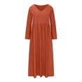 thumbnail image 4 of Robe de Collation des Grades Mode Femme Printemps/été Col en V Manches 3/4 Robe en Coton et Lin Robe T-Shirt pour Femmes en Liquidation, 4 of 6
