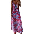 thumbnail image 1 of Fridja Été Femmes V-Cou Casual Impression en Vrac Sans Manches Longue Robe, 1 of 4