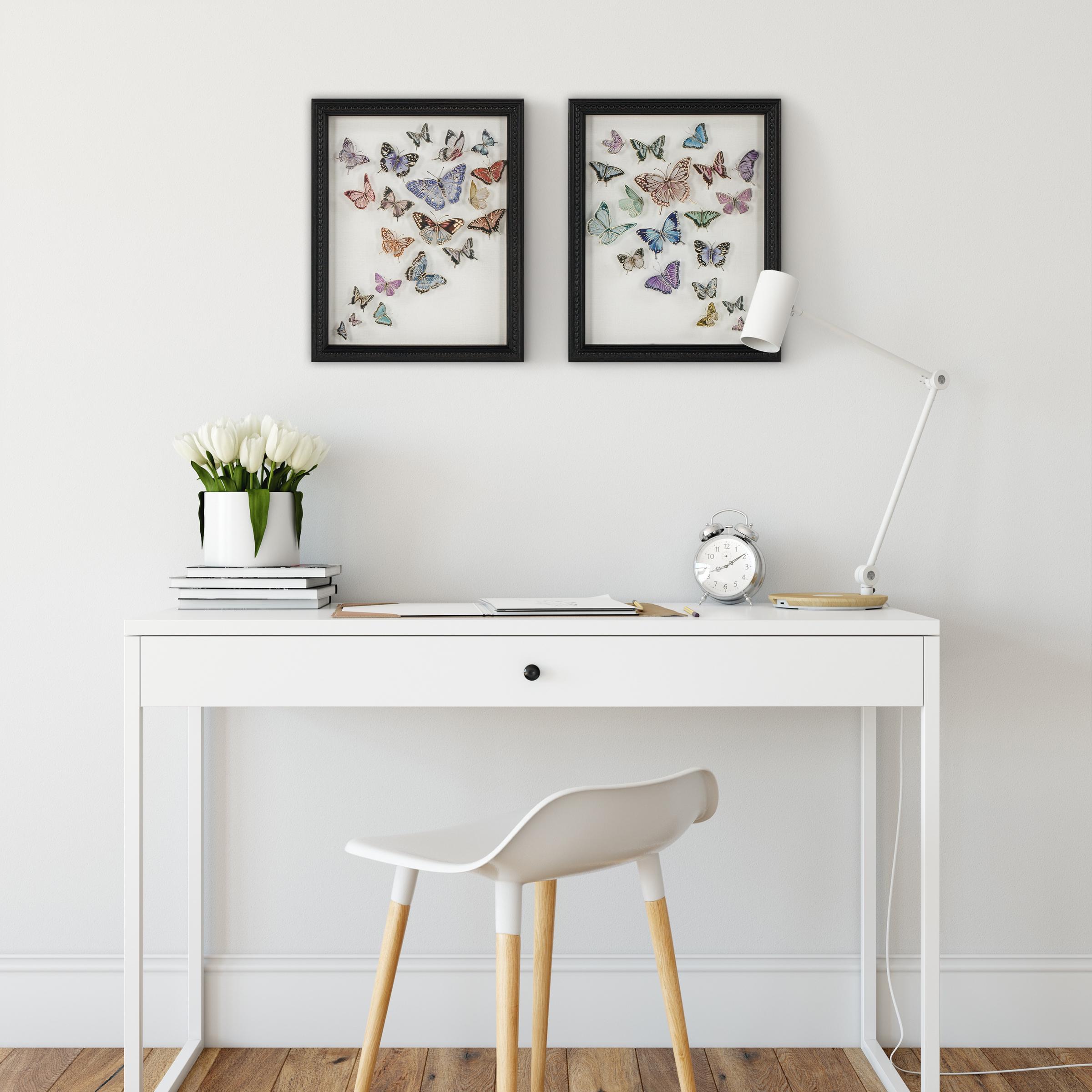 Set of Two Framed Under Glass Butterflies 8x10 - FRENCH