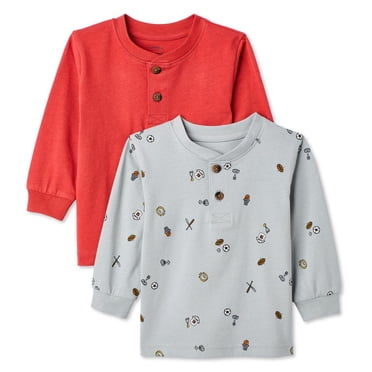 George Baby Boys' Long-Sleeve Henley T-Shirt 2-Pack