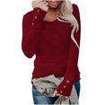 thumbnail image 1 of CEHVOM Women Casual Loose Pullover Long Sleeve Button Round Neck Tees Tops, 1 of 7