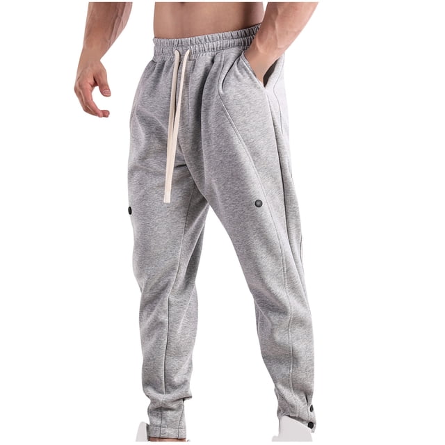 FAIWAD Mens Sweatpants Elastic High Waist Drawstring Workout Joggers Pants Button up Outdoor Trousers