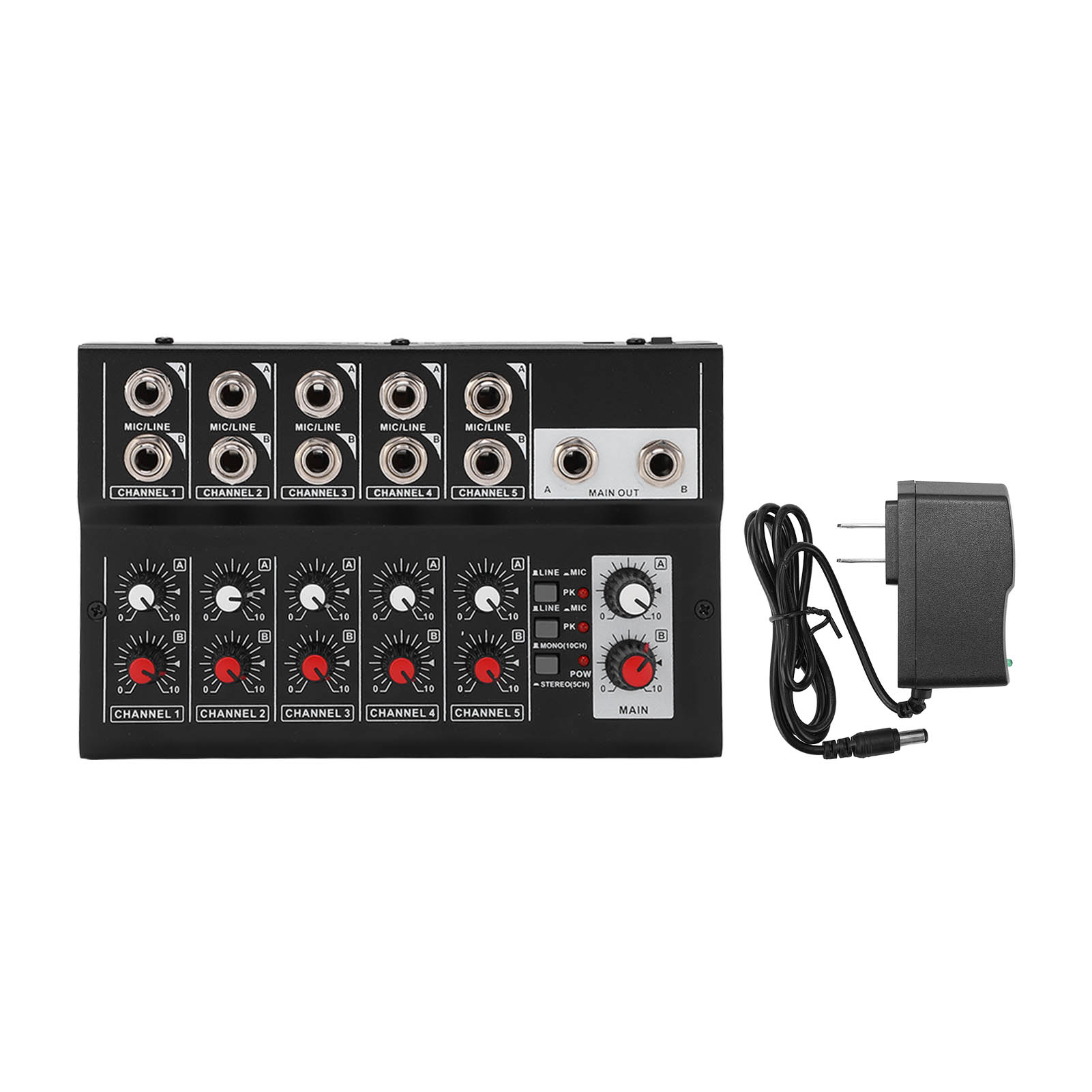 Audios Mixer, 2 Sorties de Canal 10 Canaux Mixer Entrée Microphone Console pour l'Enregistrement de Musique