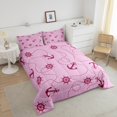 thumbnail image 4 of Erosebridal Girls Retro Rudder Bedding Sets King with Comforter, Pink Anchor Duvet Insert, Ocean Sailing Decor, Reversible, 4 of 7