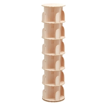 TOYTEXX Bibliothèque Rotative à 6 Niveaux pour Adultes, Organisateur Empilable en Bois Massif pour la Maison Ou le Bureau - Beige