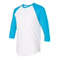 thumbnail image 2 of T-shirt Raglan à Manches Trois-Quarts 5050, XS, Bleu Chiné Blanc, 2 of 4