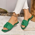 thumbnail image 2 of Womens Slide Sandals Flat Open Square Toe Fold Non Slip Casual Flat Sandals Green, 2 of 8