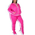 thumbnail image 4 of MAWCLOS Women Plus Size Slim Leg Sweatsuits Running Long Sleeve Jacket+Sweatpants Rose Red L, 4 of 6