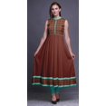 thumbnail image 2 of Bimba Robe Anarkali Damassé Rouge Brique pour Femmes Kurti Imprimé Ethnique Indien Longue Kurta Robe de Soirée XX-Grand, 2 of 6