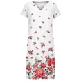 thumbnail image 4 of SMihono Robe d'Été Grande Taille pour Femmes 2023 Manches Courtes Robes Mode Fleurs Imprimées Taille Robe Soleil Col en V Longueur Genou, 4 of 5