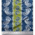 thumbnail image 1 of Soimoi Tissu Georgette Poly Vert à Rayures et Imprimé Cachemire 1 Yard 52 Pouces de Large, 1 of 3
