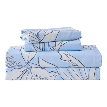 Gogreen 4PC Deep Pocket Twin Sheet Set Fit 14", 100% Cotton Breathable Super Soft Twin Size Sheet Set, Luxury Hotel Style Home Decor Twin Bed Sheet Set, Gift for Women, Men - Green Leaves