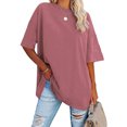 thumbnail image 2 of Oversized Ladies T-Shirt New Solid Color Loose Dropped Shoulder Short Sleeve Rou, 2 of 5