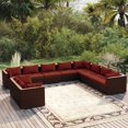 thumbnail image 1 of vidaXL 10 Piece Garden Lounge Set with Cushions Brown Poly Rattan, 1 of 4
