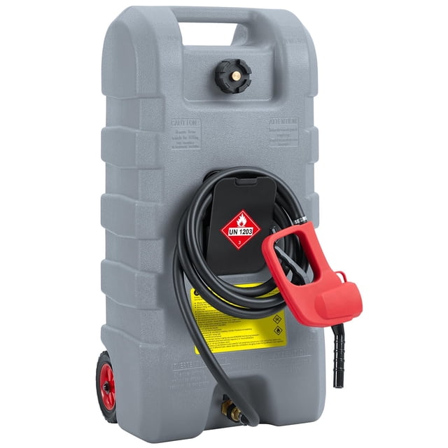 Garvee Réservoir de Carburant à Essence Portable de 15 Gallons avec Roues et Buse de Transfert Manuelle pour Essence, Diesel, Bateau, VTT et Moto, Gris