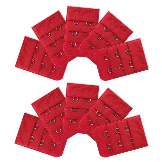 INSPIRE CHIC Rallonge de Soutien-Gorge pour Femmes à 3 Rangées avec 2 Crochets, Extension de Brassière, Crochets d'Extension, Adaptateur de Bretelles, Rouge 10