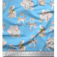 thumbnail image 1 of Soimoi Poly Georgette Fabric Deer,Elephant & Rabbit Kids Print Fabric by Yard 52 Inch Wide, 1 of 2