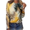thumbnail image 1 of CEHVOM Femmes Dames Col Rond Hauts Amples T-Shirts Décontractés à Imprimé Blouse à Manches Longues Liquidation, 1 of 5