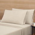 thumbnail image 3 of Mainstays Cotton Rich Extra Soft Jersey Bed Sheet Set, King, Oatmeal, 4 Pieces, 3 of 6