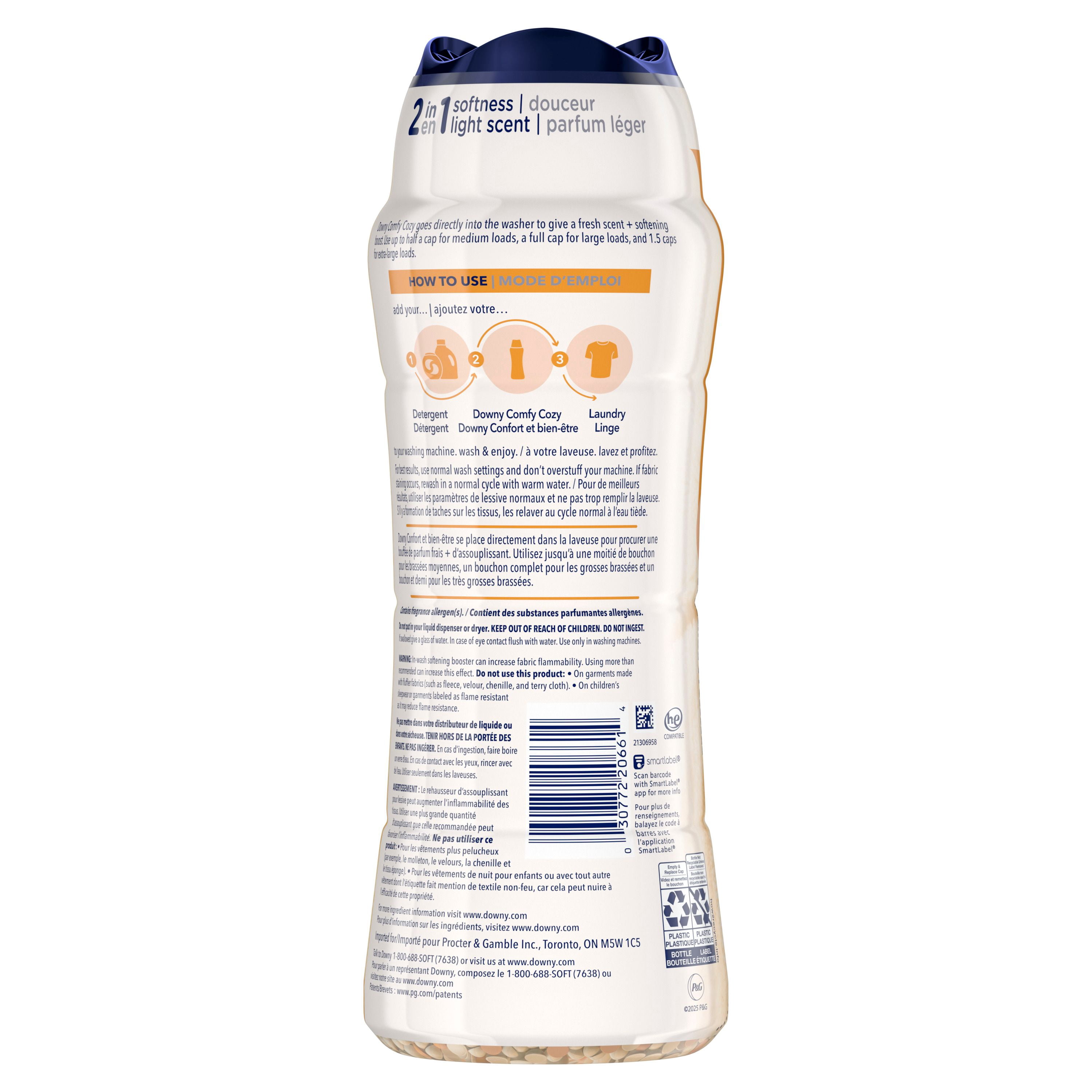 Downy Comfy Cozy In-Wash Laundry Scent Booster Beads, Toasted Vanilla Scent, Fabric Sottener Beads and Freshness